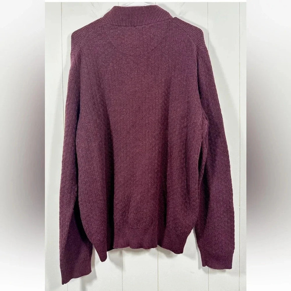 NEW Jos A Bank Men Burgundy Red Merino Wool 3/4 Button Sweater Long Sleeve Sz L - Picture 3 of 6